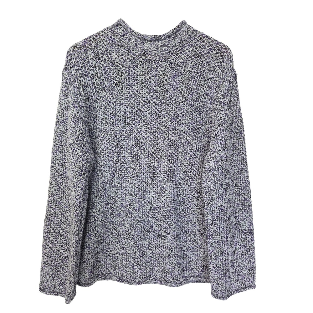 J. Crew Space-Dyed Rollneck Sweater White Blue Multi Womens L‎ NWT $138 CT944